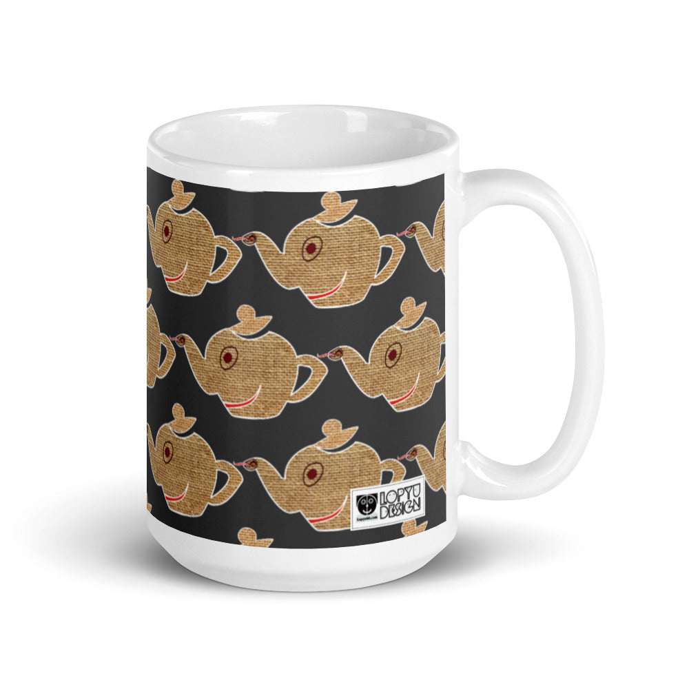 マグカップ（白）・ロピュズカフェドンゴロス模様鼠地【LC001- MG005】