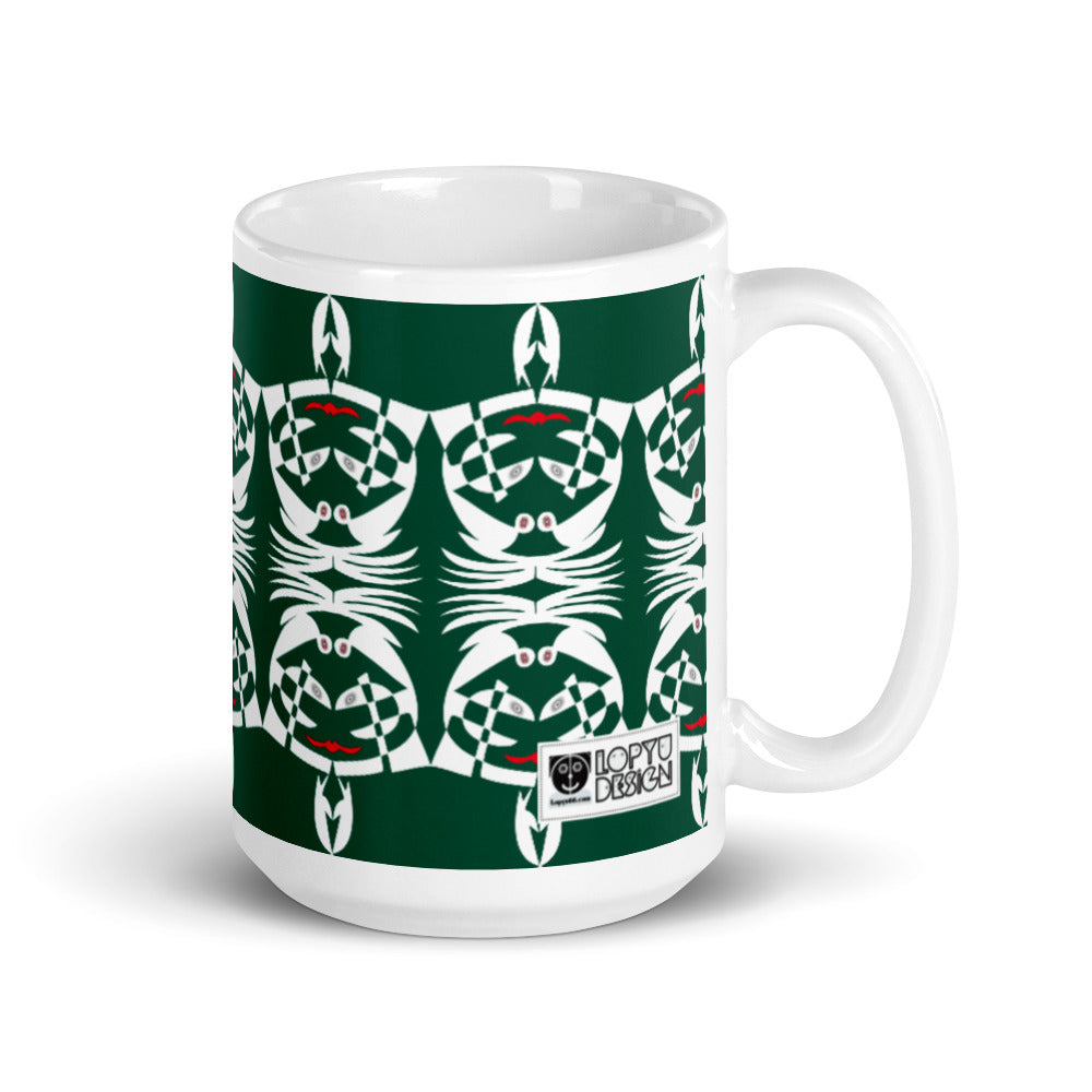 マグカップ（白）・ボクチャン模様グリーン【CA003- MG013】