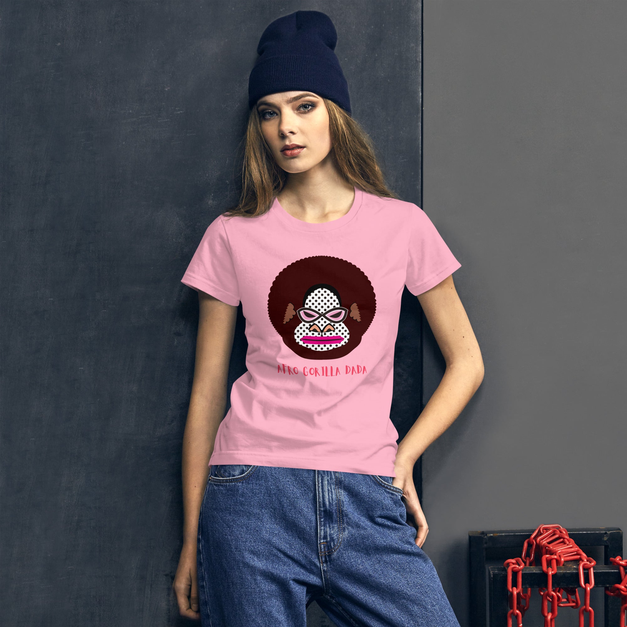 レディース ファッションフィットTシャツ・アフロゴリラダダ【CA076- FTL002】