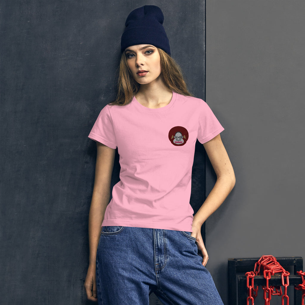 レディース ファッションフィットTシャツ・アフロゴリラダダ刺繍ワンポイント【CA076- FTL003】