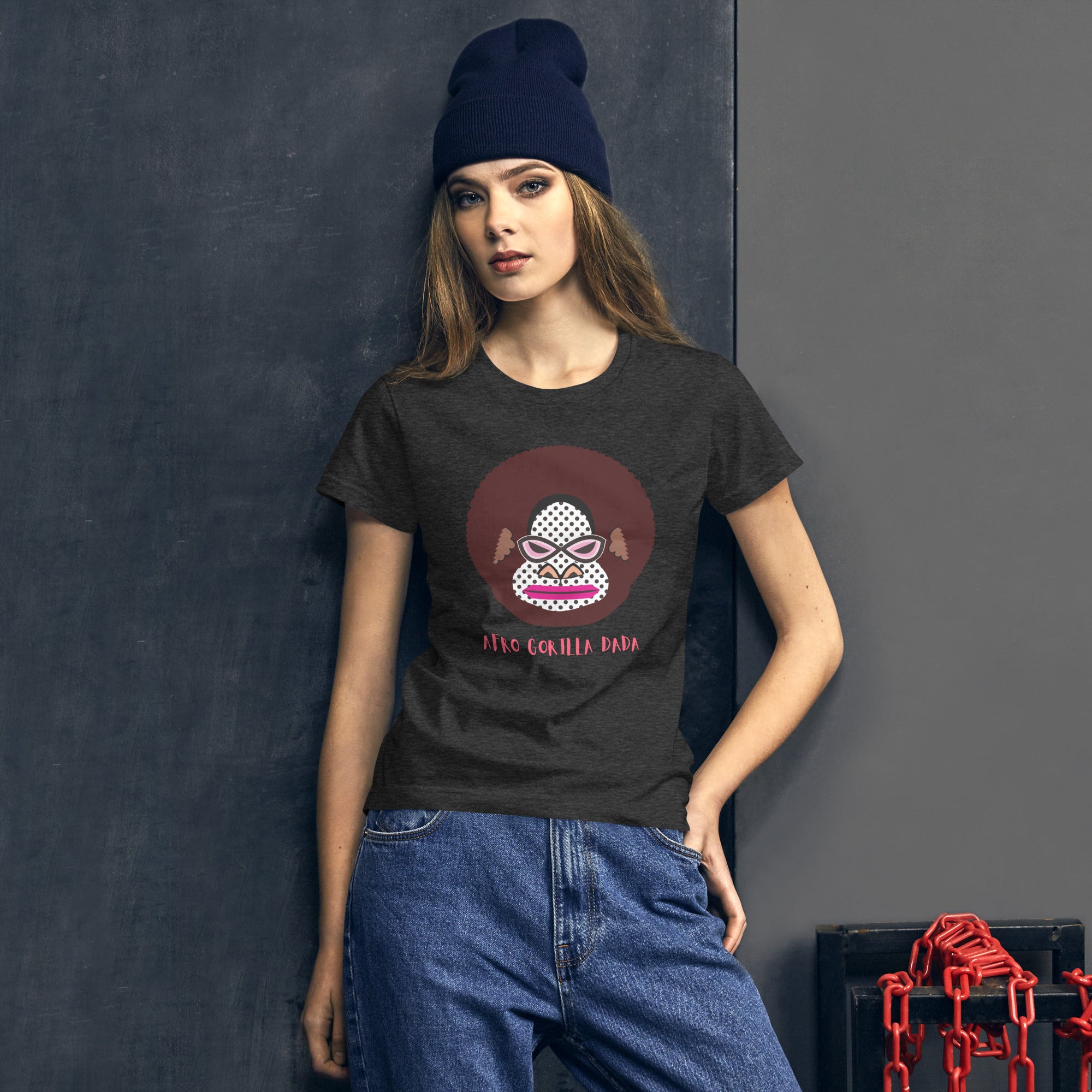 レディース ファッションフィットTシャツ・アフロゴリラダダ【CA076- FTL002】