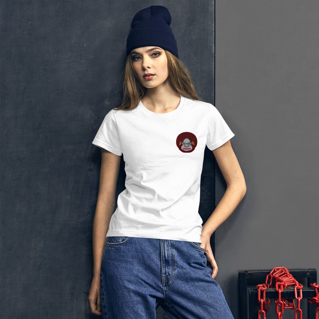 レディース ファッションフィットTシャツ・アフロゴリラダダ刺繍ワンポイント【CA076- FTL003】
