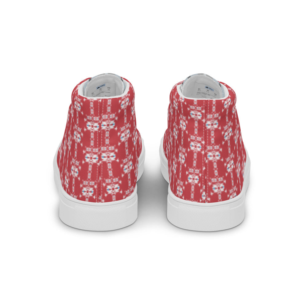 レディース ハイカットスニーカー・イジドール模様赤地格子柄タン【CA001- HCSL003】