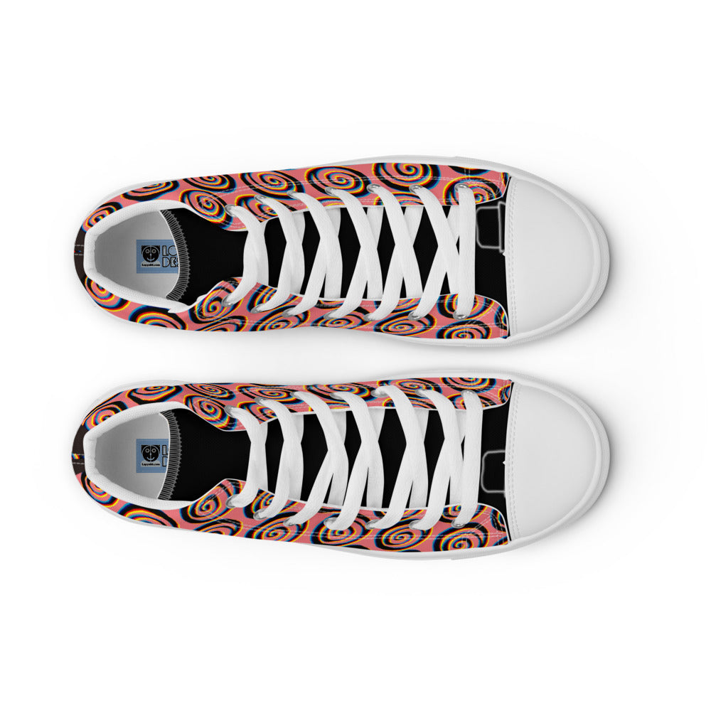 レディース ハイカットスニーカー・パタフィジックうずまき模様ピンク/黒タン【PD003- HCSL007】