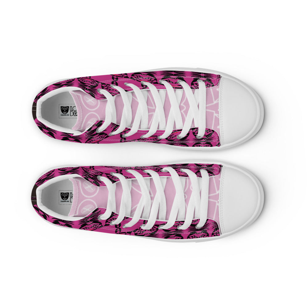 レディース ハイカットスニーカー・ボクチャン模様薄ピンクタン【CA003- HCSL008】