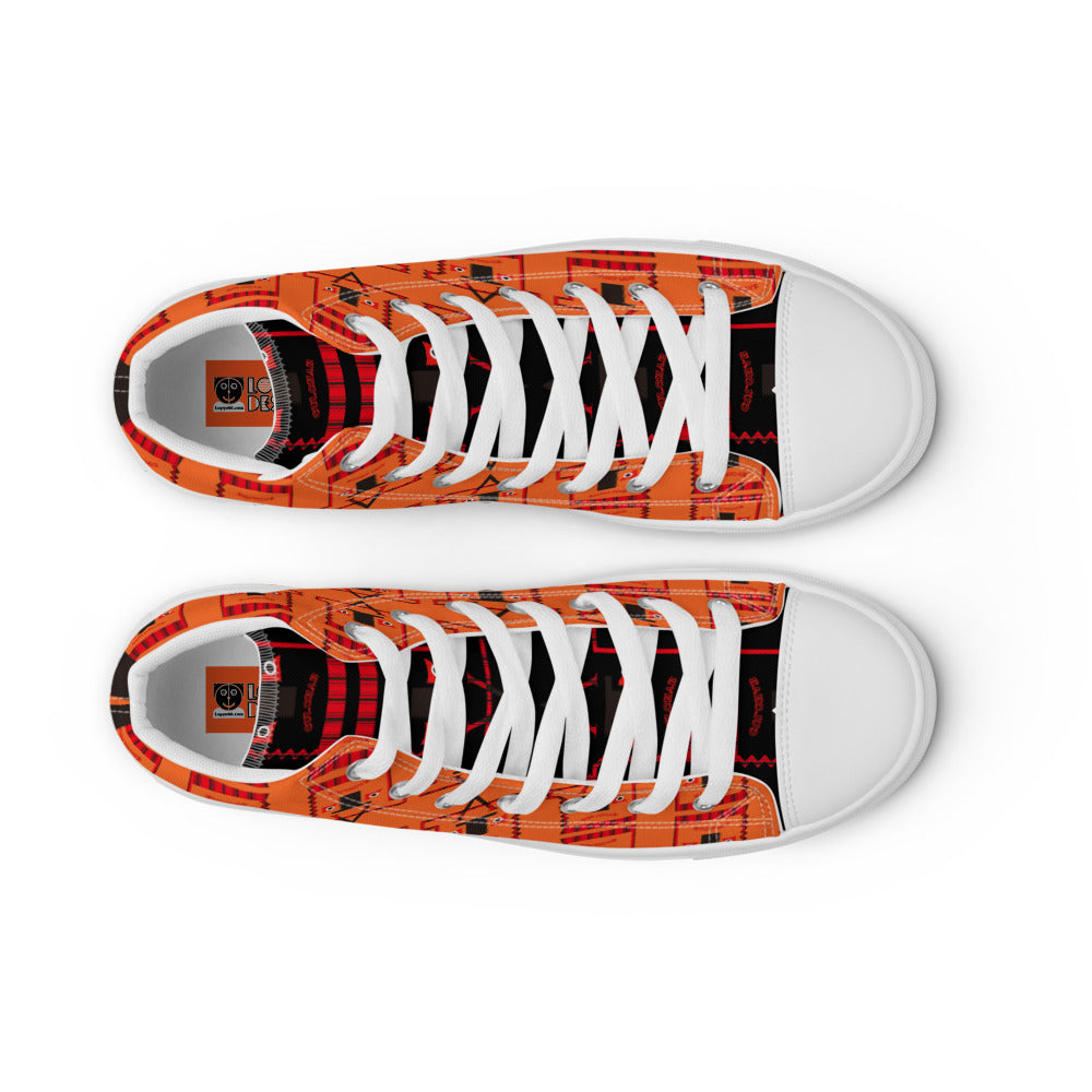 レディース ハイカットスニーカー･トートカルチャー模様橙/黒タン【LG010- HCSL012】