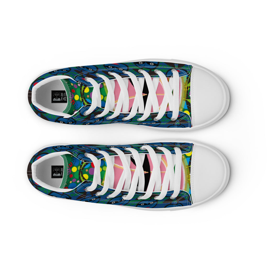 レディース ハイカットスニーカー･青トートボーイ模様緑/ドッツトートタン【CA017- HCSL013】