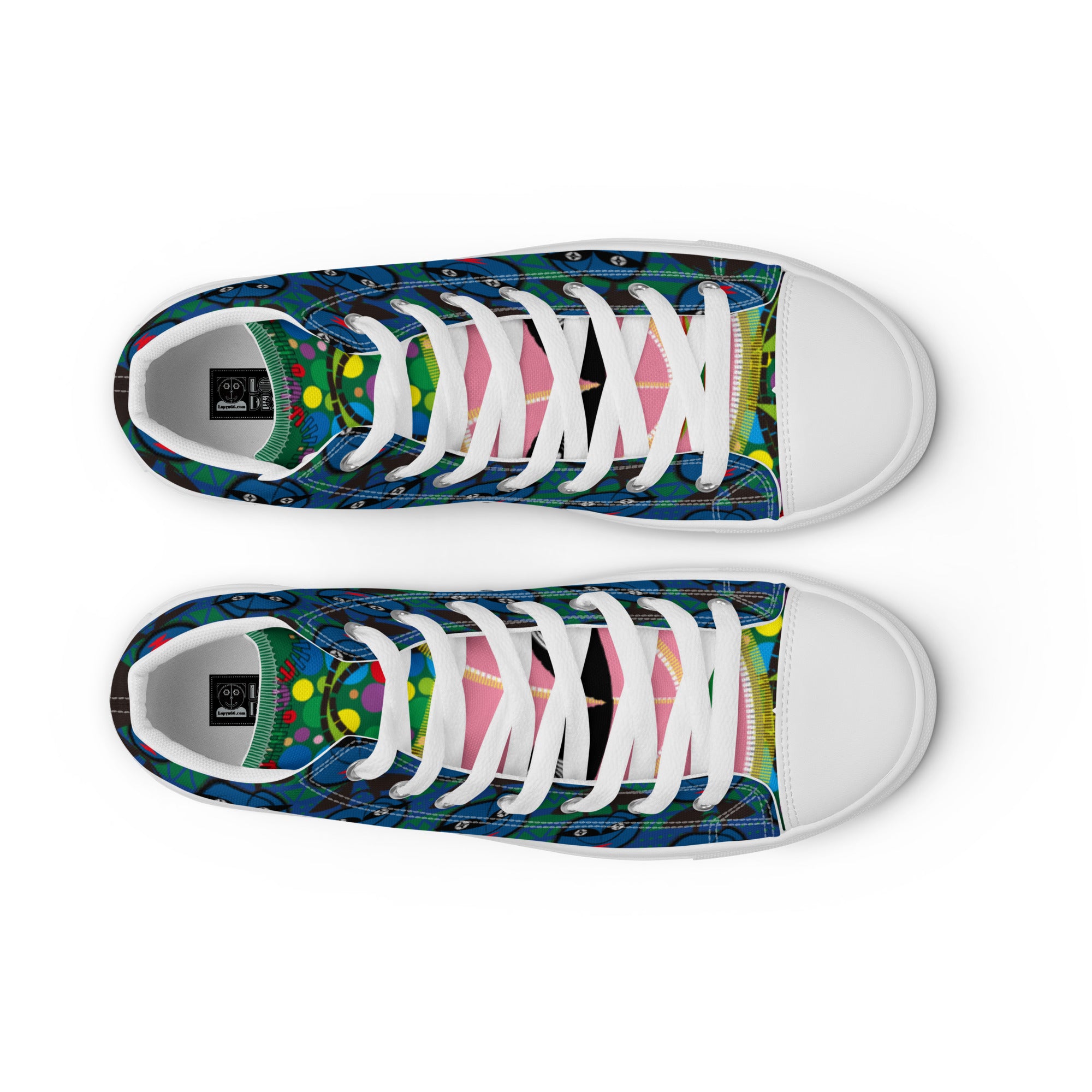 レディース ハイカットスニーカー･青トートボーイ模様緑/ドッツトートタン【CA017- HCSL013】