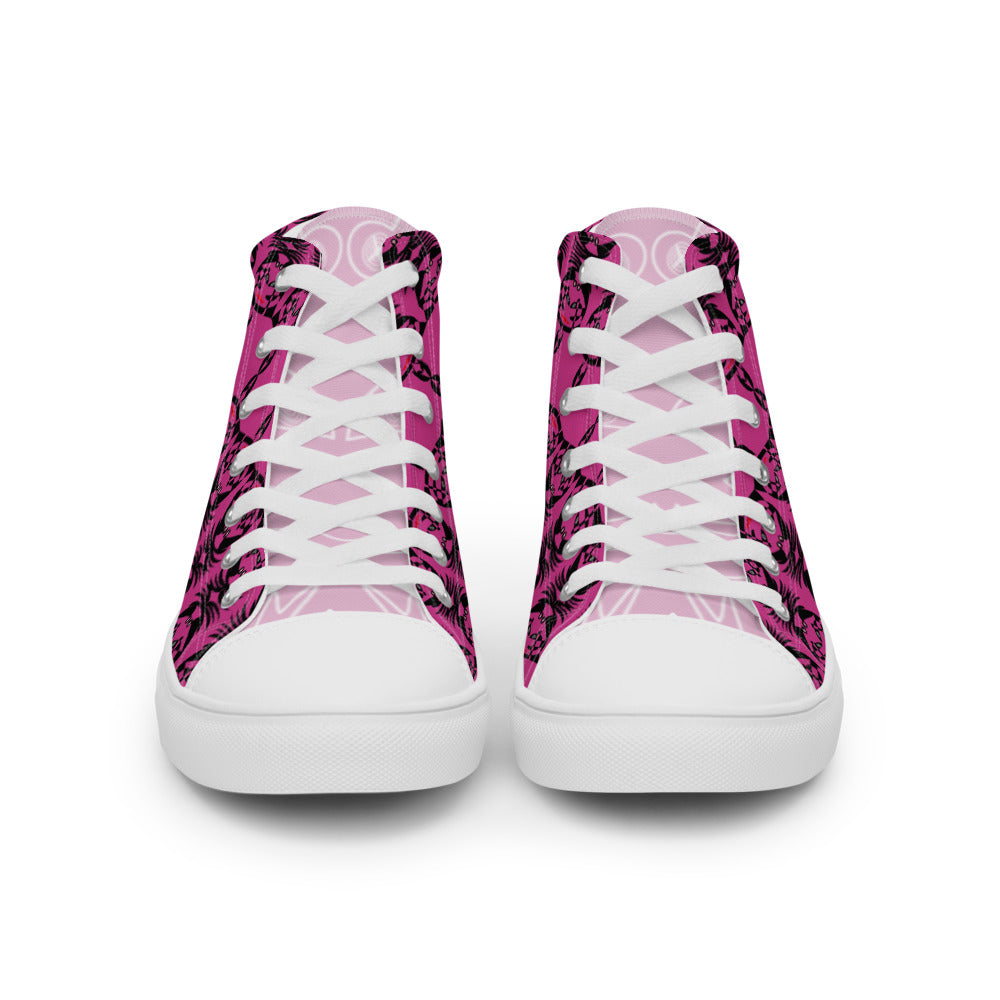 レディース ハイカットスニーカー・ボクチャン模様薄ピンクタン【CA003- HCSL008】