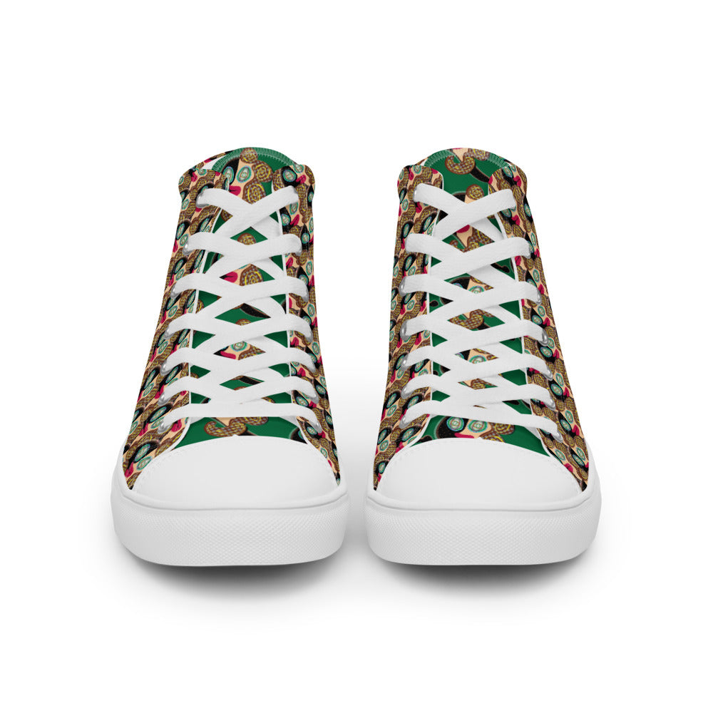 レディース ハイカットスニーカー・ラメ子模様/緑タン【PD002- HCSL009】