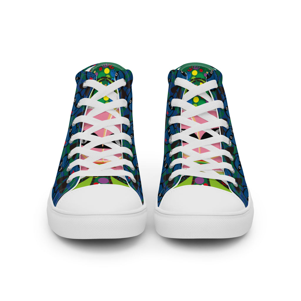レディース ハイカットスニーカー･青トートボーイ模様緑/ドッツトートタン【CA017- HCSL013】